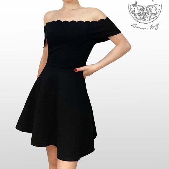 Socialite / Off The Shoulder Skater Cocktail Dress / Color Black / Size XS - Picture 3 of 6